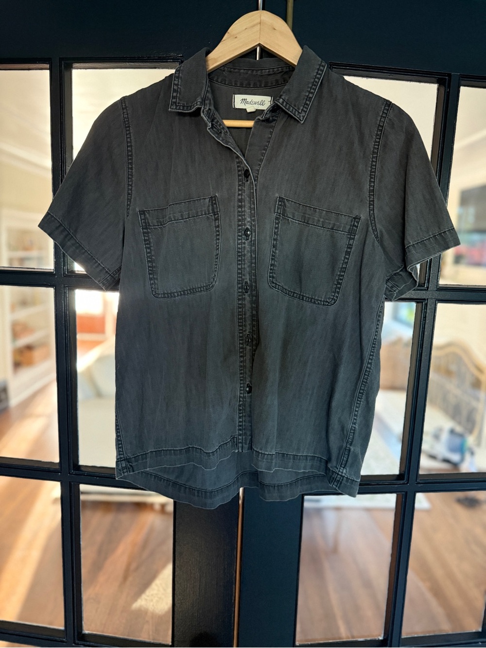 Madewell Washed Black Short-Sleeve Button-Down Shirt